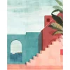 Fototapete Mediterran Gebäude Blau Rot 39889-1