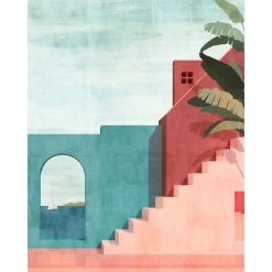 Fototapete Mediterran Gebäude Blau Rot 39889-1