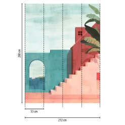 Fototapete Mediterran Gebäude Blau Rot 39889-1