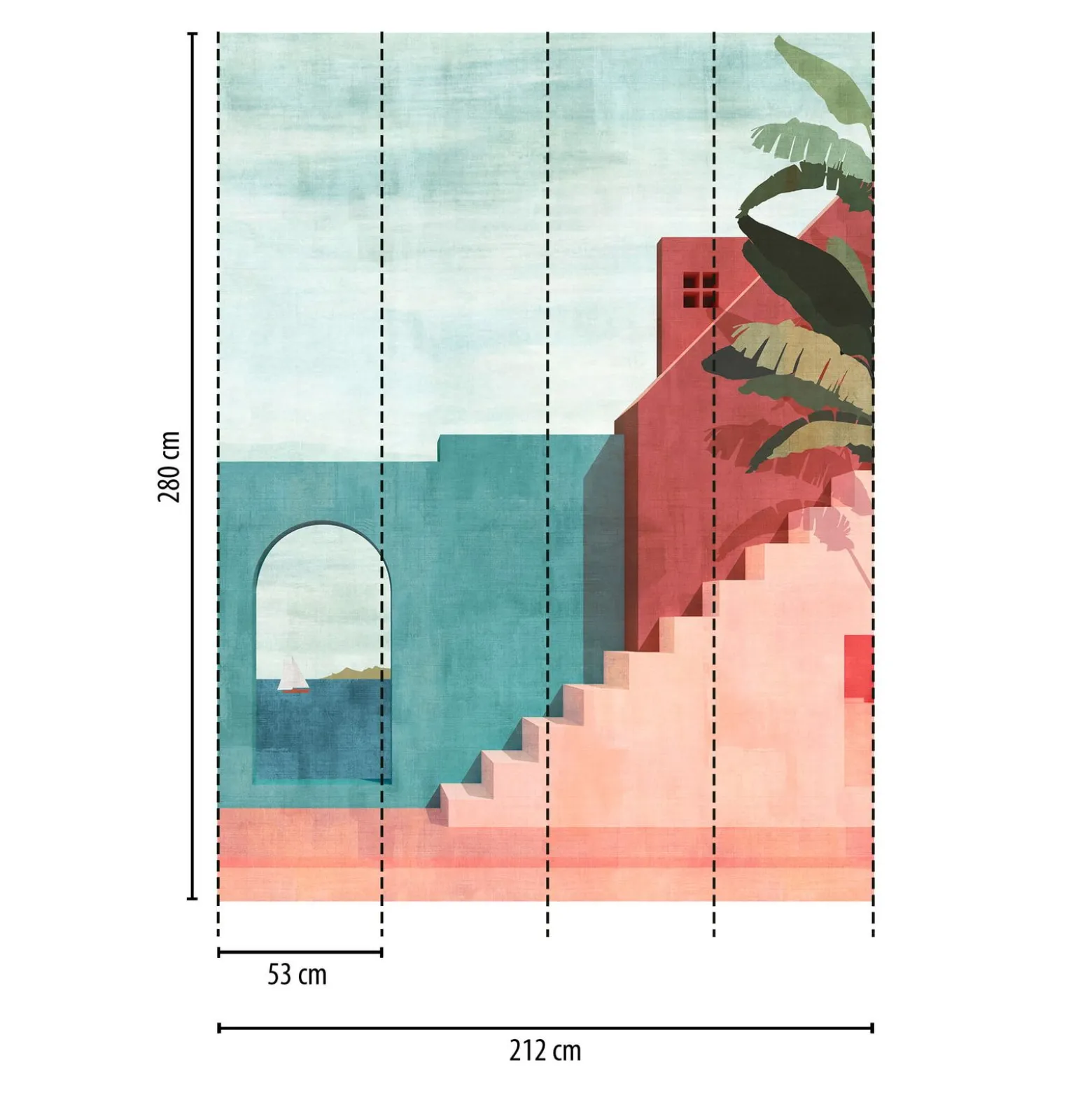 Fototapete Mediterran Gebäude Blau Rot 39889-1