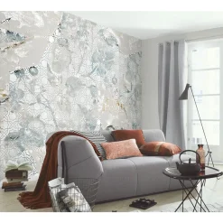 Fototapete Mosaik Fliesen Floral Grau Blau 2250-10