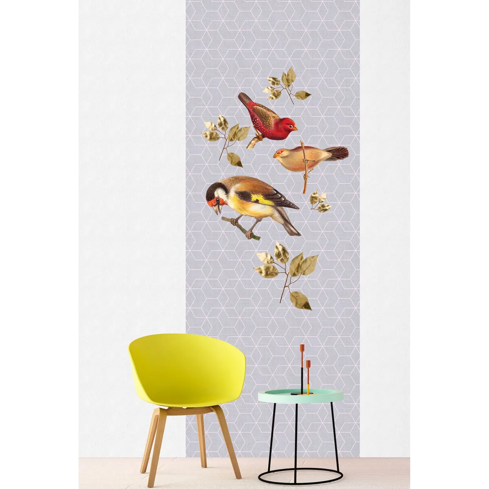 Fototapete Panel Vlies Grafisch Vögel grau Premium