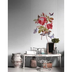 Fototapete Panel Vlies Schmetterlinge grau rot Premium