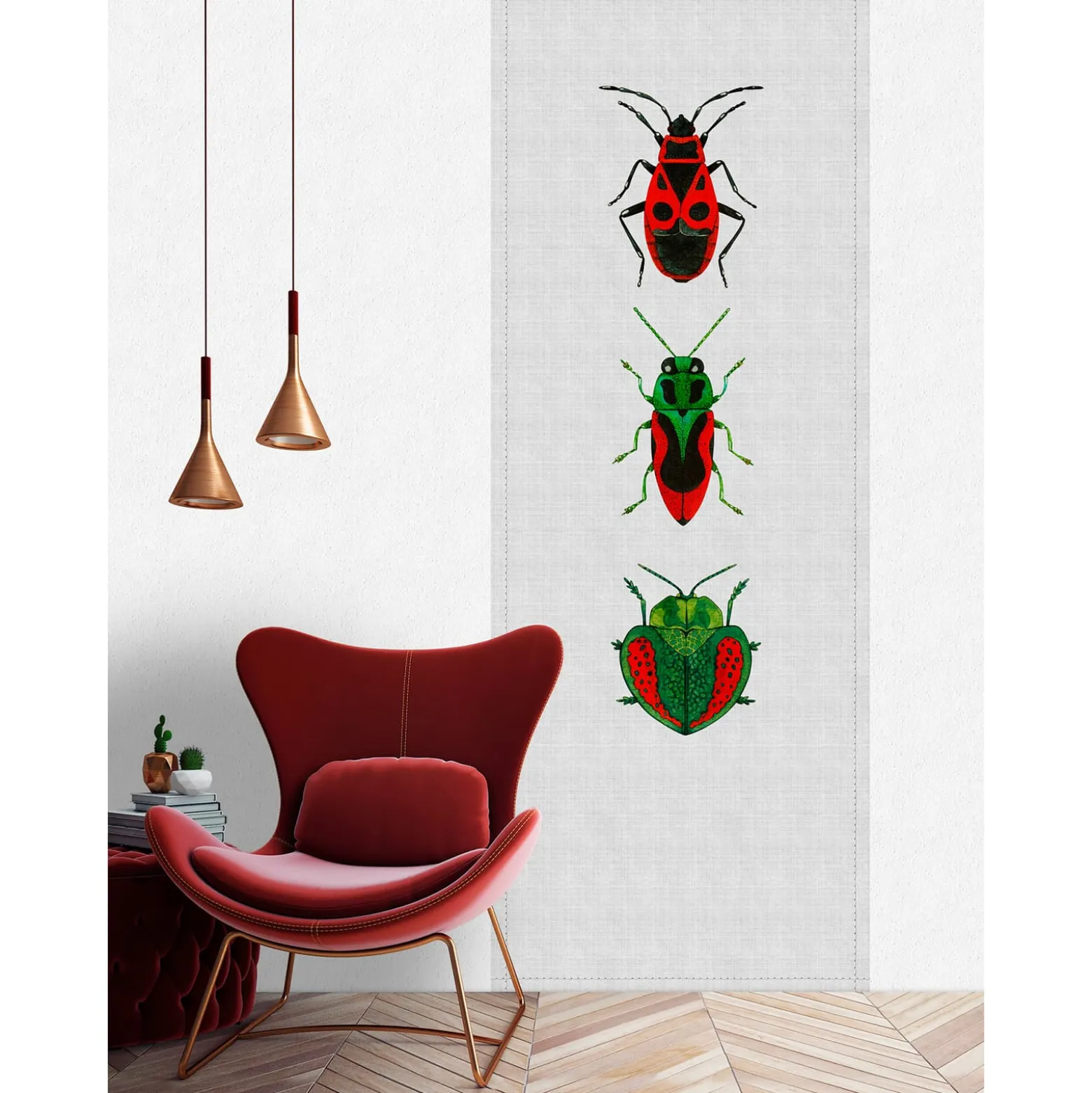 Fototapete Panel Vlies Wanzen Textil grau grün Premium