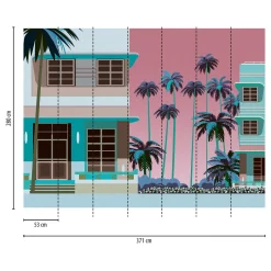 Fototapete Retro Florida Miami Blau Pink 39893-1
