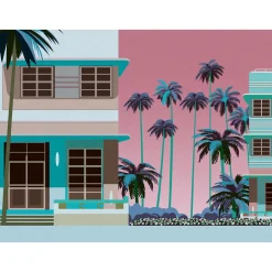 Fototapete Retro Florida Miami Blau Pink 39893-1