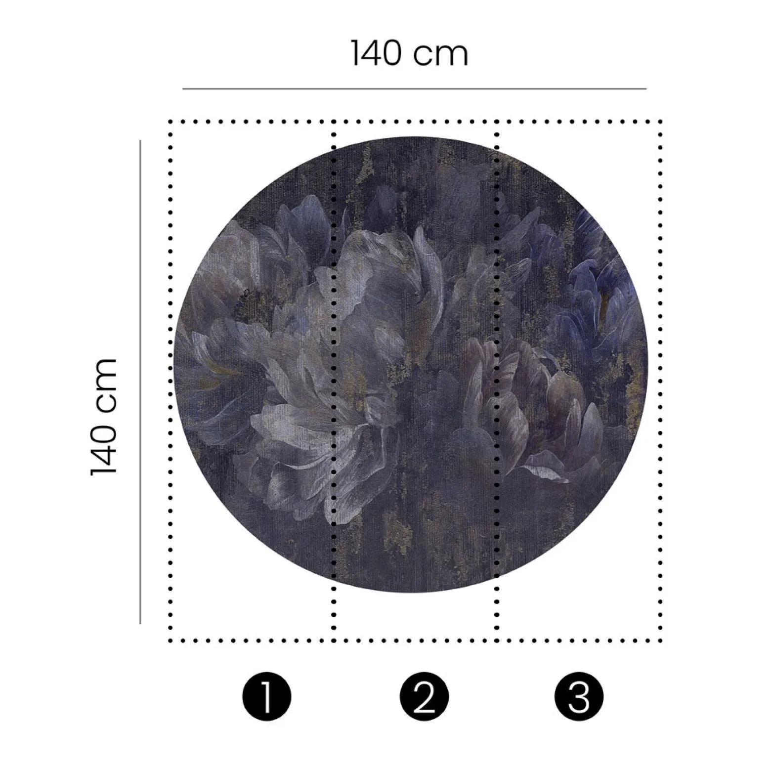Fototapete rund Guido Maria Kretschmer Blumen Vintage blau