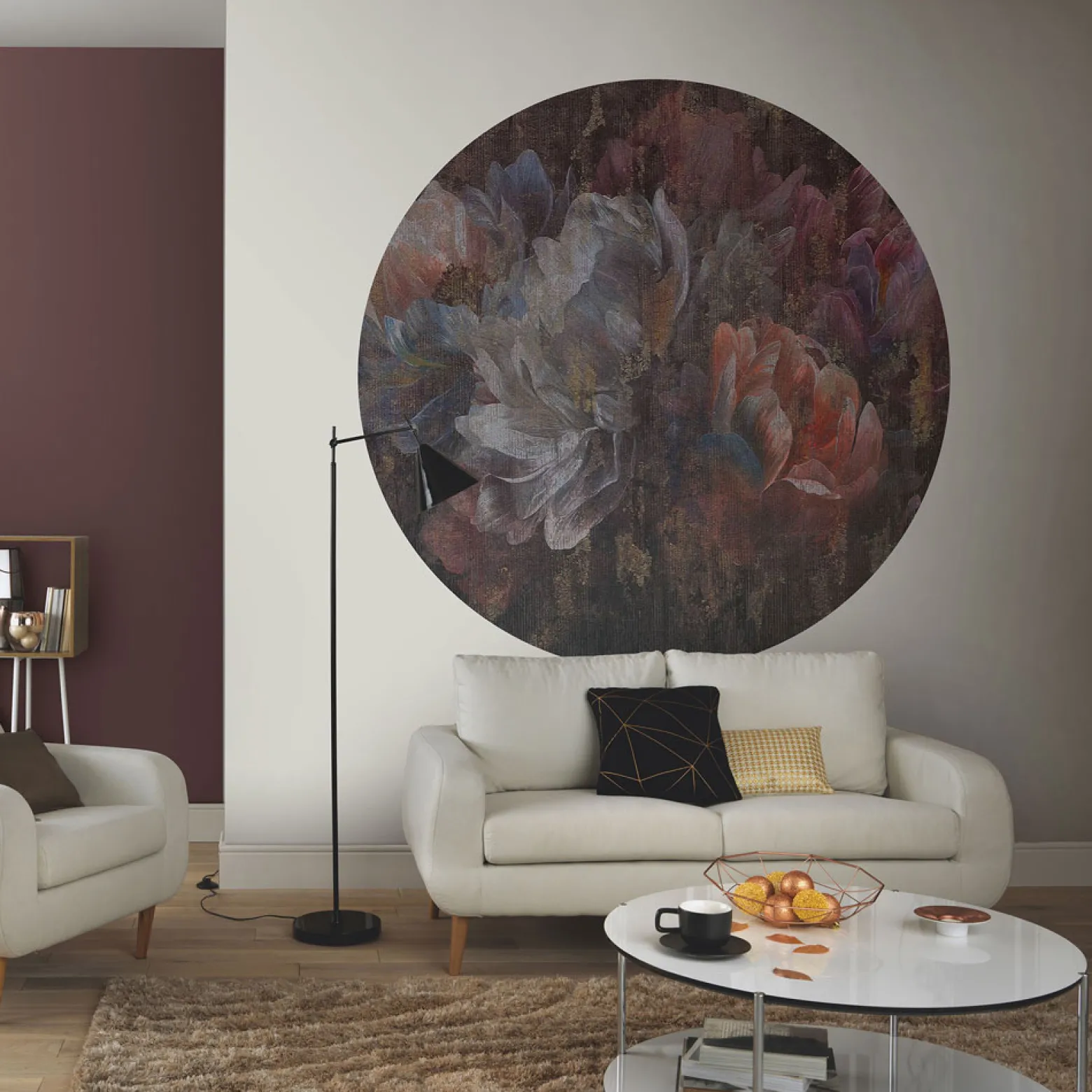 Fototapete rund Guido Maria Kretschmer Blumen Vintage rot