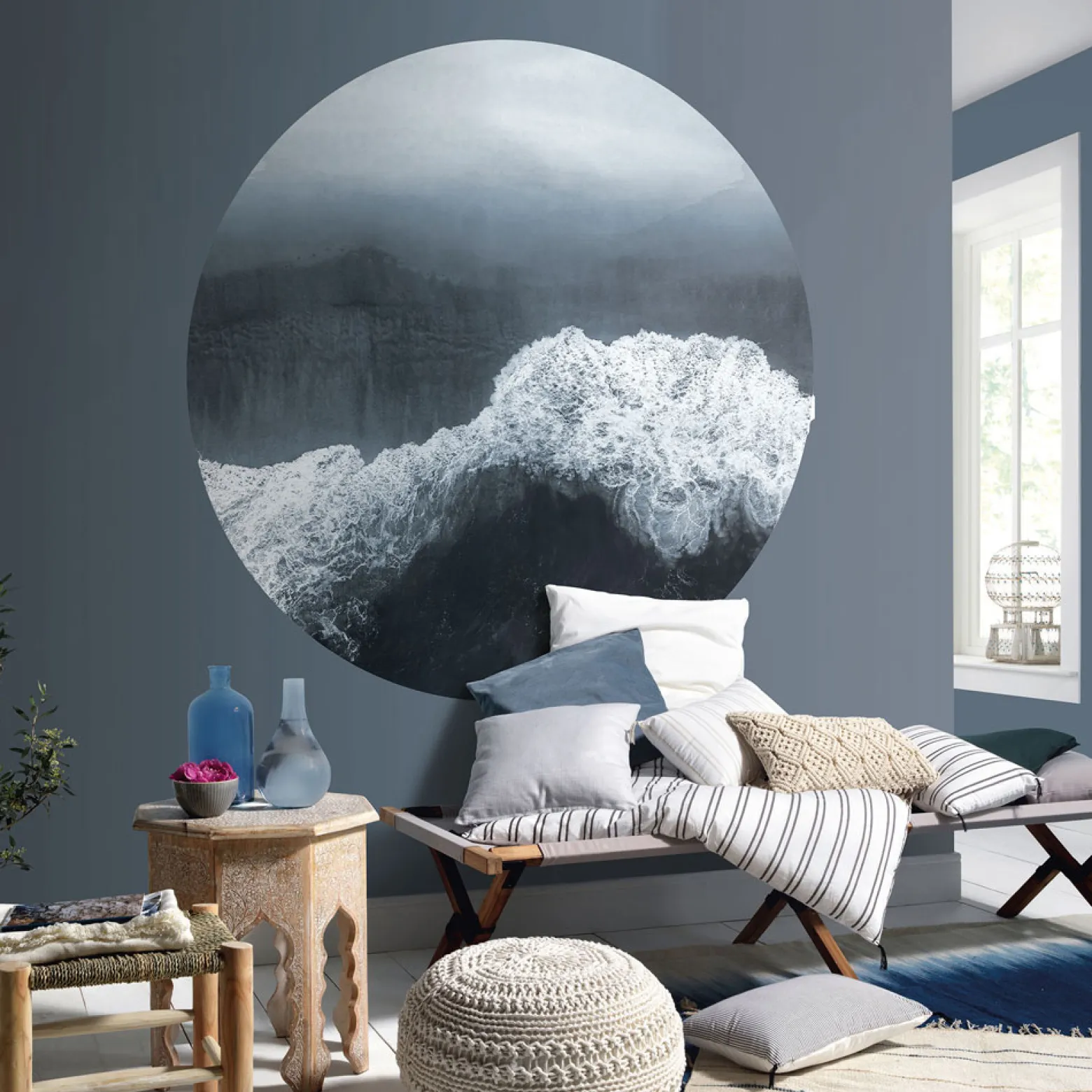 Fototapete rund Guido Maria Kretschmer Welle blau grau