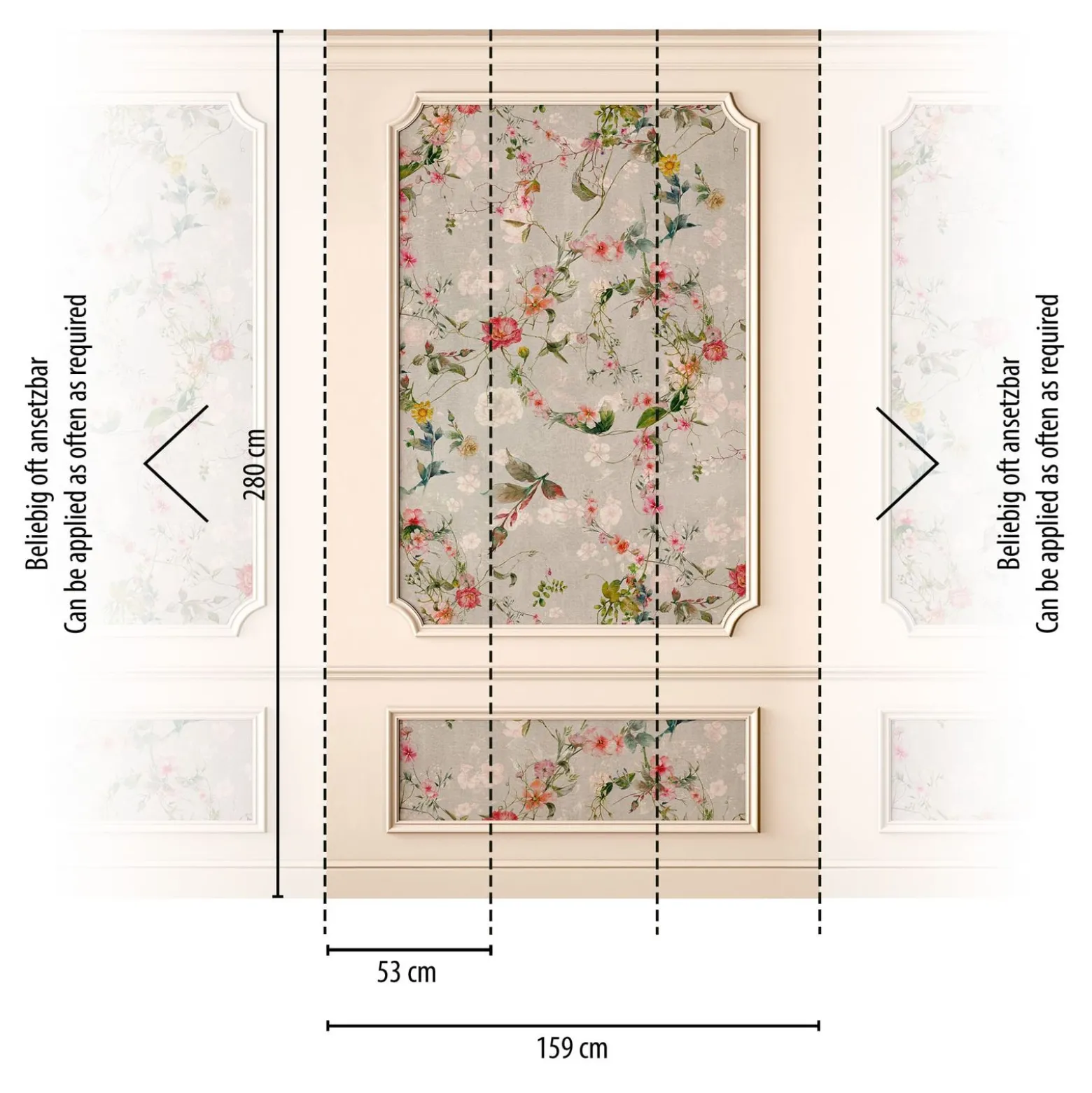 Fototapete Stuck Leisten Floral Beige Grau 39847-1