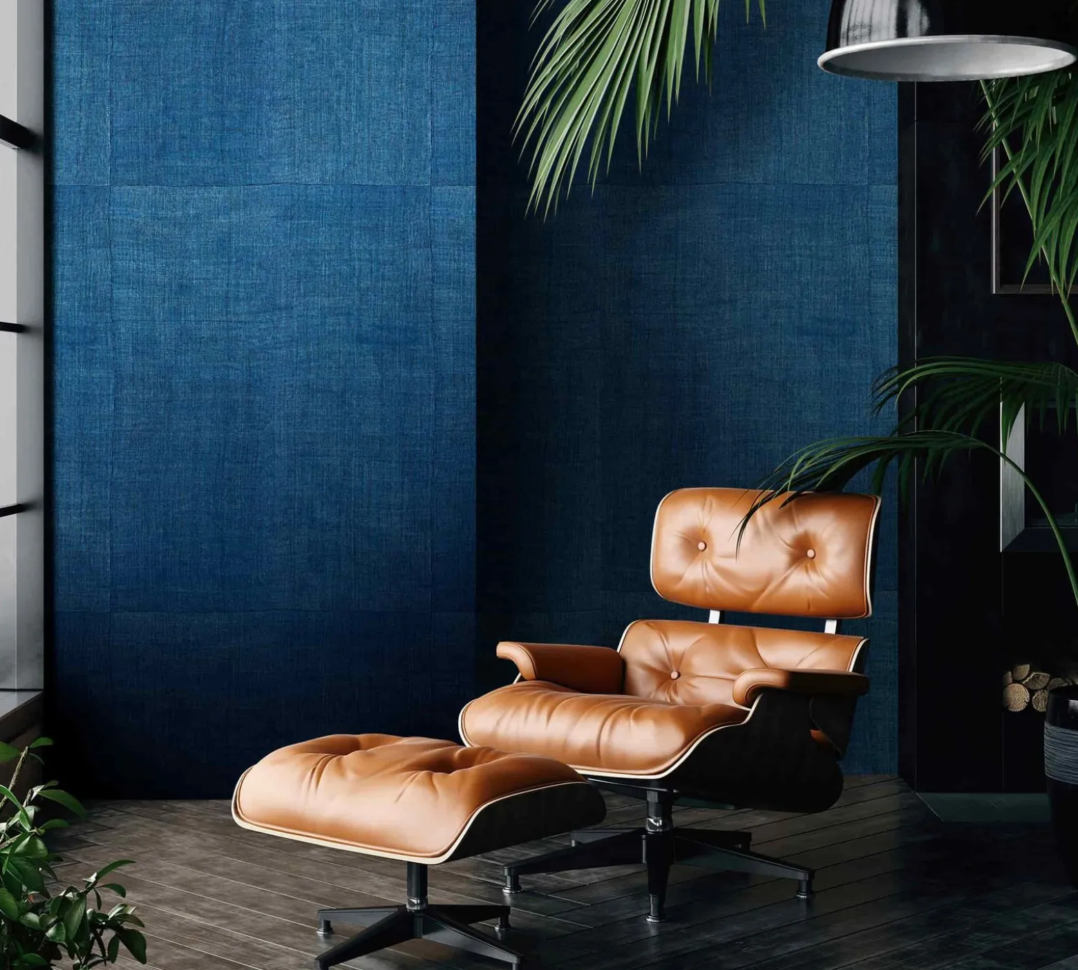 Fototapete Textil Kacheln Struktur blau schwarz Marburg
