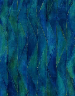 Fototapete Textil Vintage Dreiecke Grafisch blau Marburg