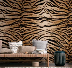 Fototapete Tiger Felloptik Braun Schwarz 39830-1