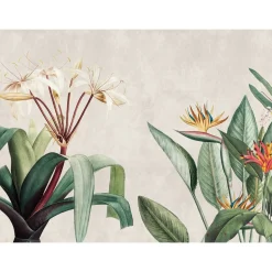 Fototapete Tropisch Floral Blume Grau Grün 39917-1