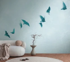 Fototapete Vögel Himmel Aquarell Blau 39923-1