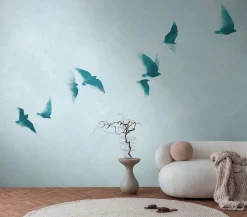 Fototapete Vögel Himmel Aquarell Blau 39923-1