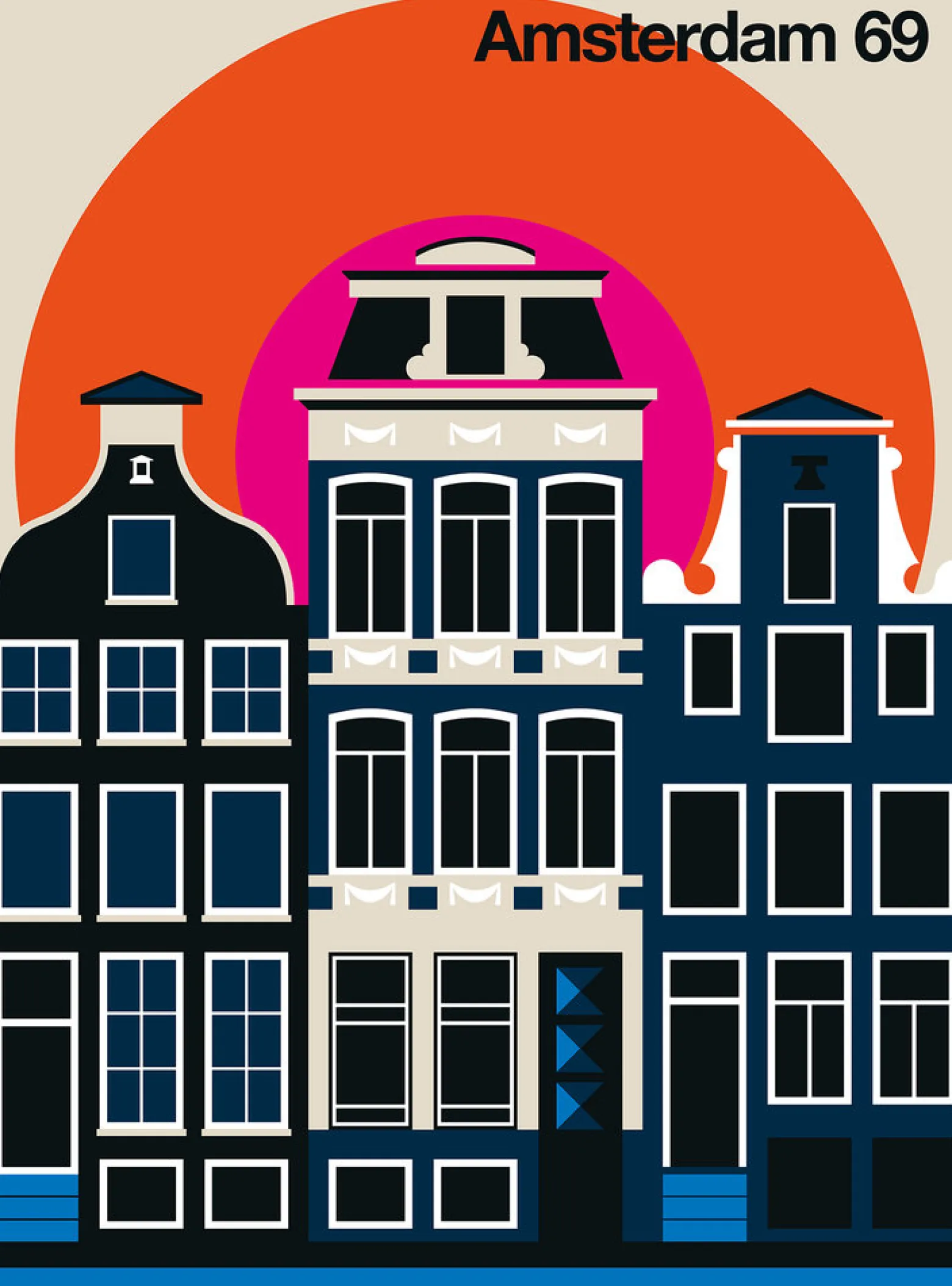 Fototapete Vlies Amsterdam Skyline Retro orange