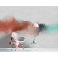Fototapete Vlies Aquarell Kunst grau rot Premium