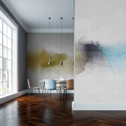 Fototapete Vlies Aquarell Kunst grau grün blau Premium