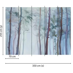 Fototapete Vlies Aquarell Wald Kunst blau grau braun