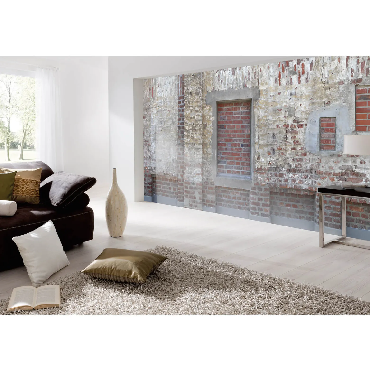 Fototapete Vlies Backsteine Mauer creme rot