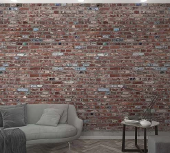 Fototapete Vlies Backstein Mauer rot-braun blau 47254