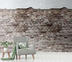Fototapete Vlies Backstein Mauer Putz grau braun 38333-1