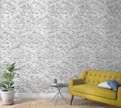 Fototapete Vlies Barock 3D Ornamente grau 47237