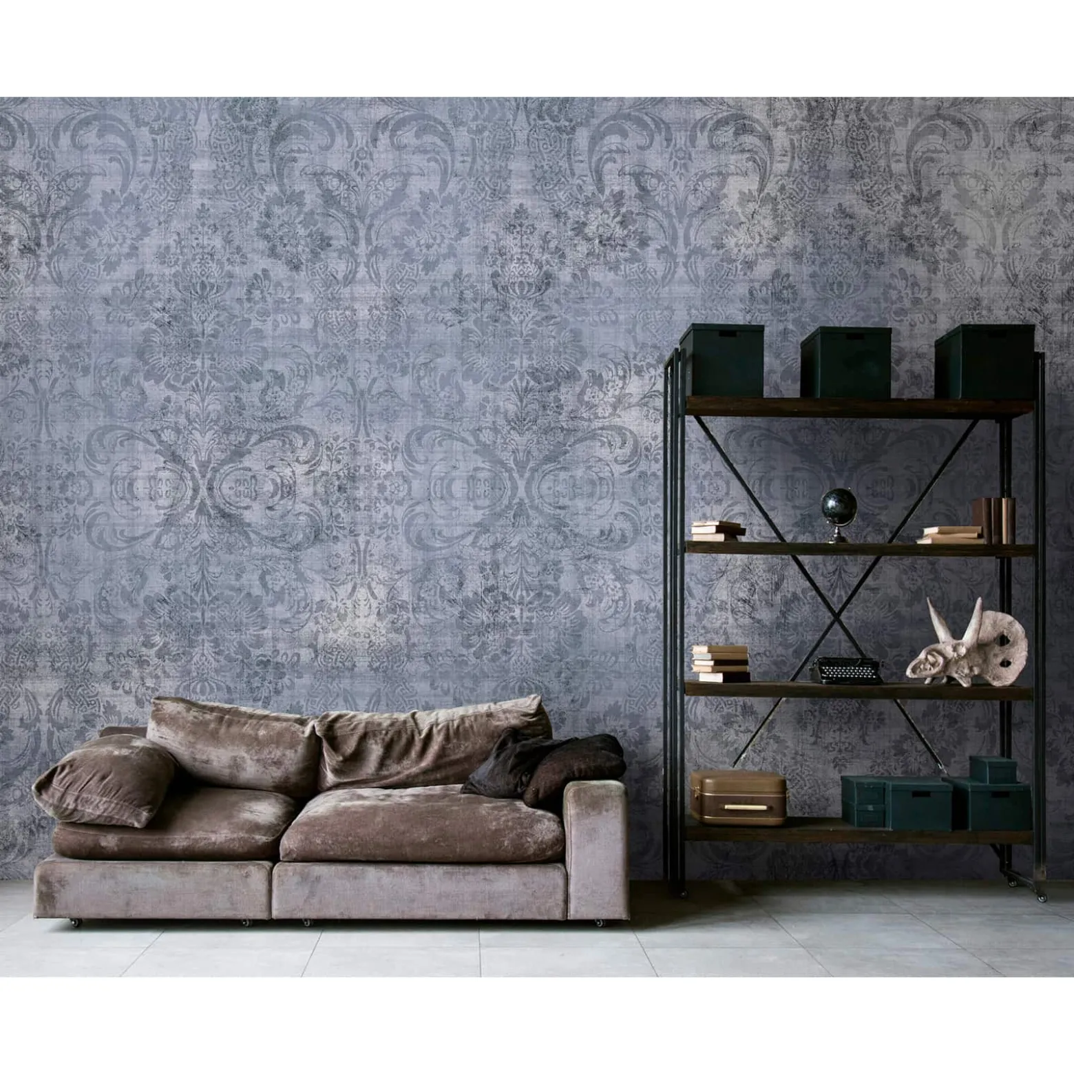 Fototapete Vlies Barock Ornamente Vintage blau grau