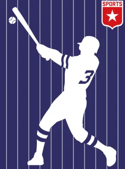 Fototapete Vlies Baseball Retro lila weiß rot
