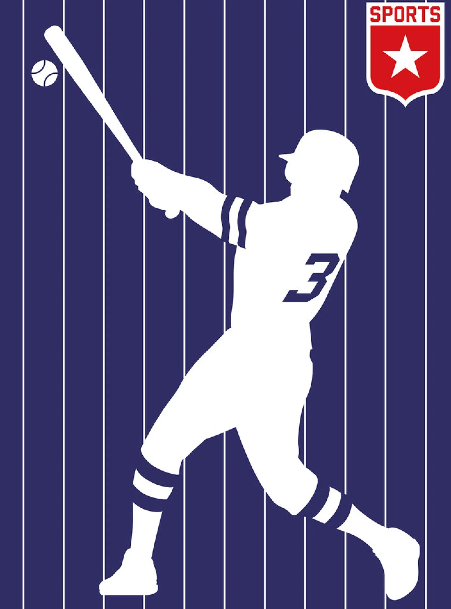 Fototapete Vlies Baseball Retro lila weiß rot