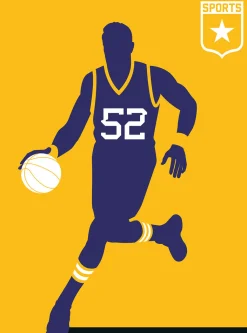 Fototapete Vlies Basketball Retro gelb lila