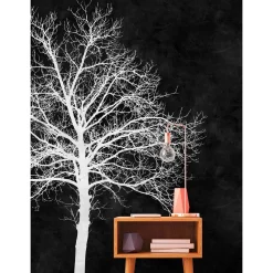 Fototapete Vlies Baum Tafel schwarz weiß Premium