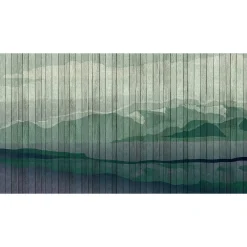 Fototapete Vlies Berge Aquarell Holz türkis Premium