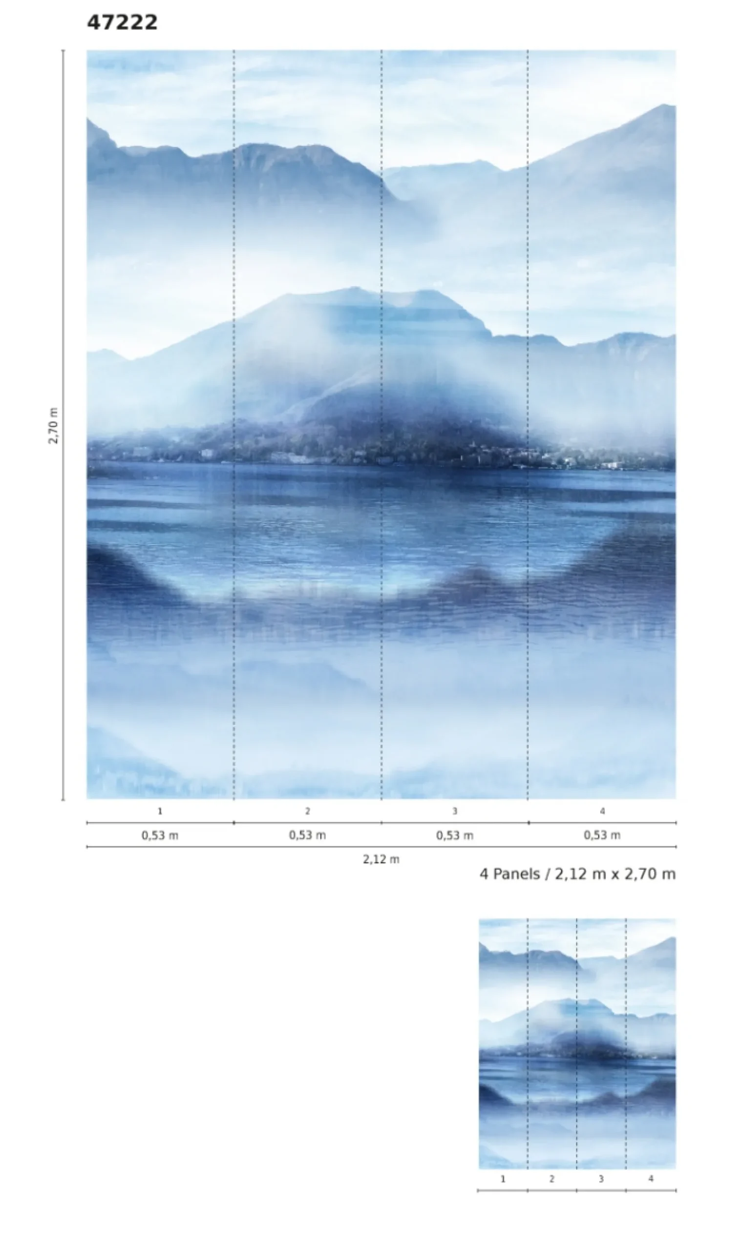Fototapete Vlies Berge Wasser Landschaft blau weiß