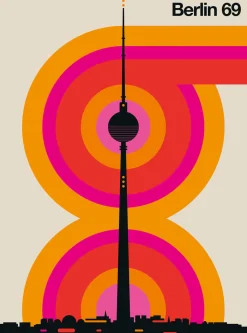 Fototapete Vlies Berlin Skyline Retro orange