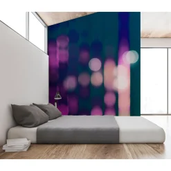 Fototapete Vlies Big City Lights lila blau Premium