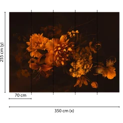 Fototapete Vlies Blüten Blumen Floral orange schwarz