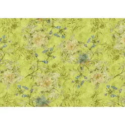 Fototapete Vlies Blüten Floral Vintage grün Premium