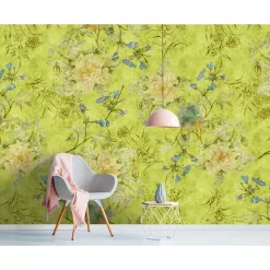 Fototapete Vlies Blüten Floral Vintage grün Premium