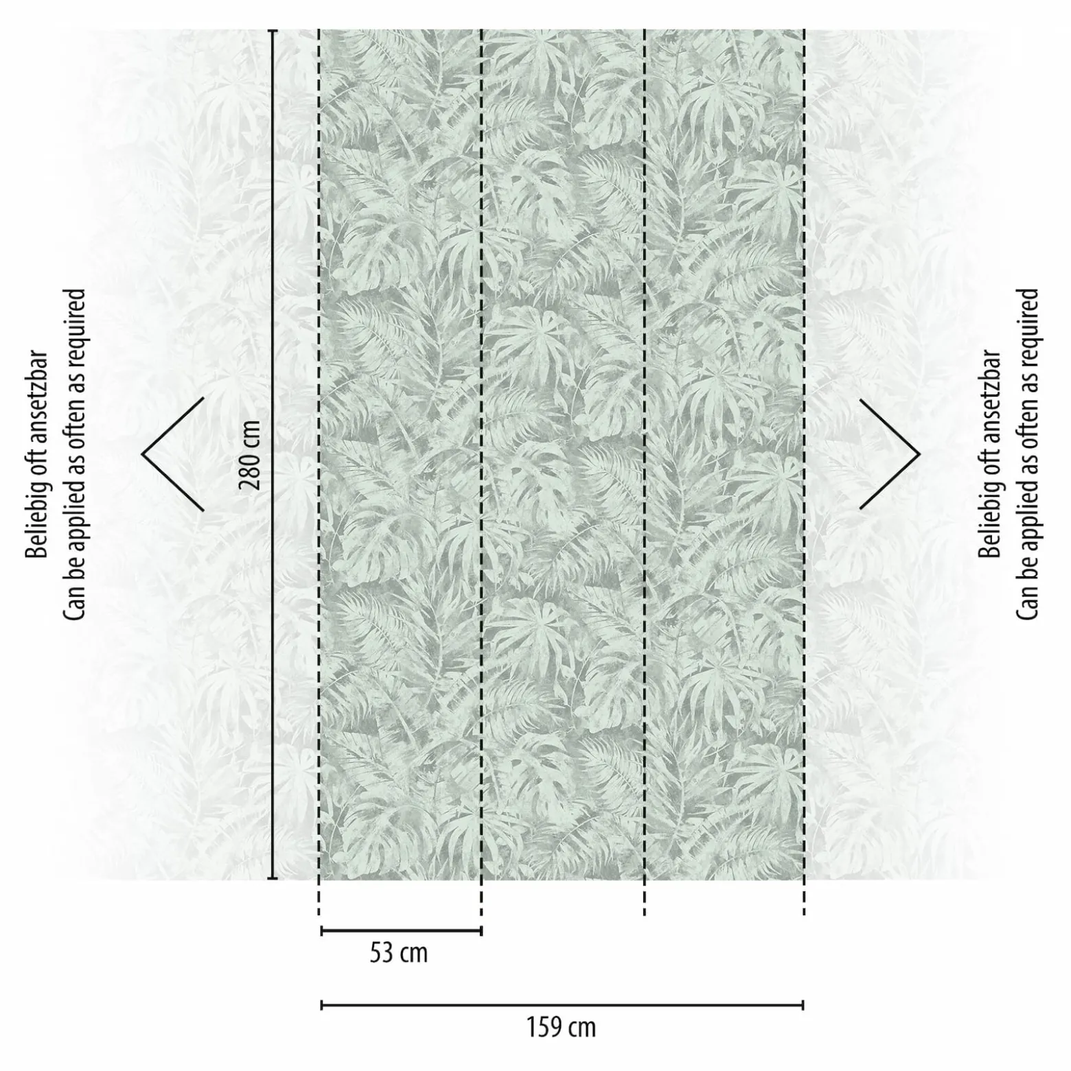 Fototapete Vlies Blätter Dschungel Vintage Grün Grau 79145-6