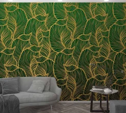 Fototapete Vlies Blätter Grafisch Floral grün blau 47241