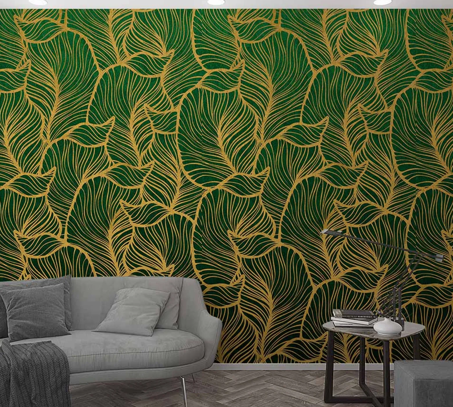 Fototapete Vlies Blätter Grafisch Floral grün blau 47241
