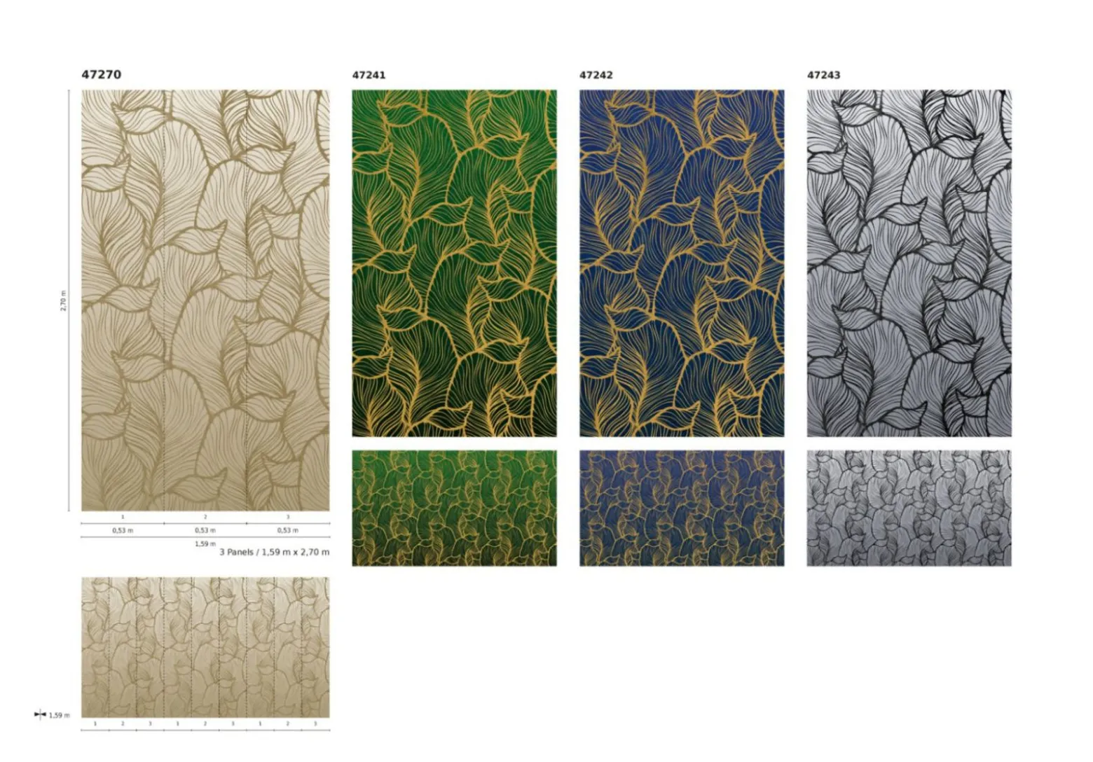 Fototapete Vlies Blätter Grafisch Floral grau 47243