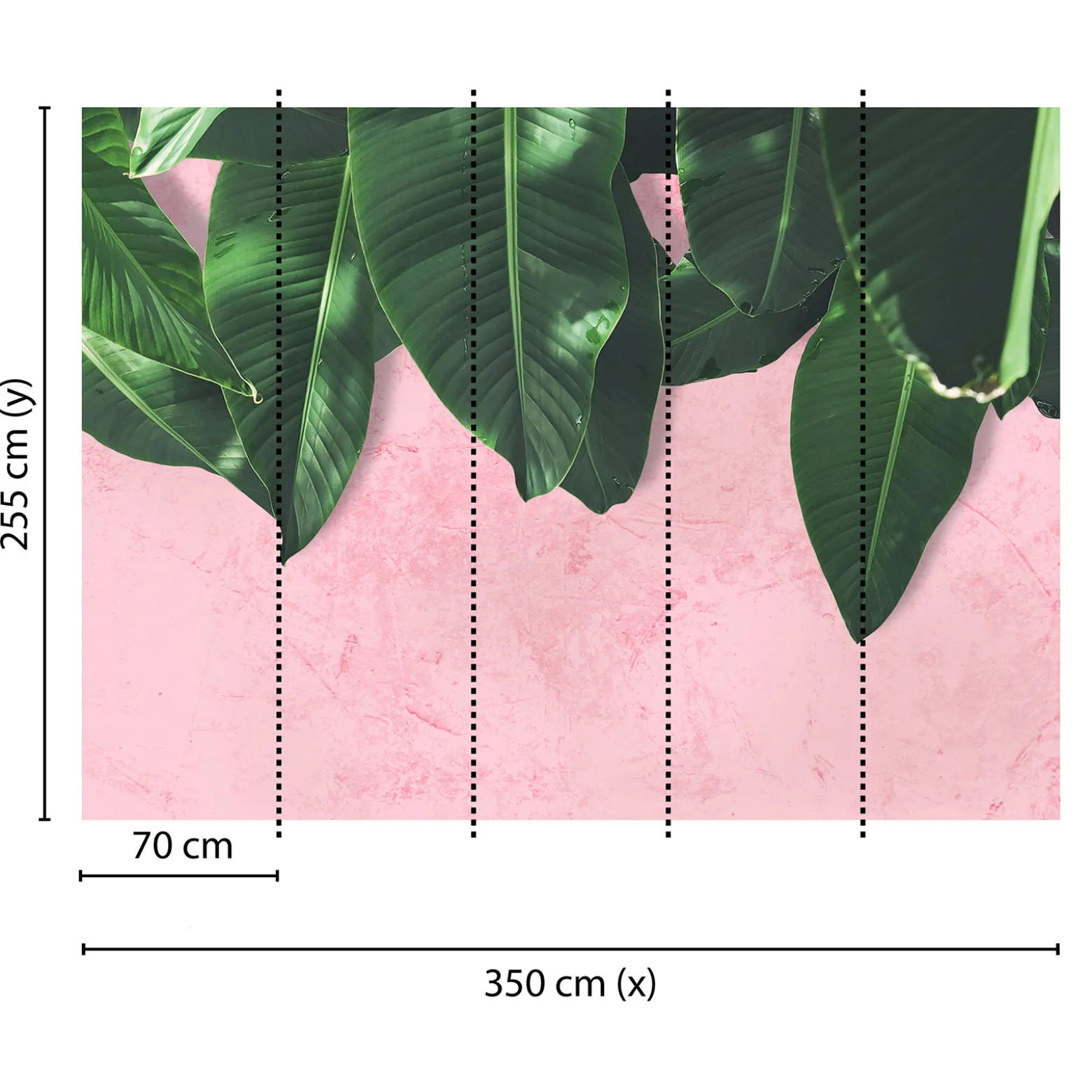 Fototapete Vlies Blätter Putz rosa grün Designwalls