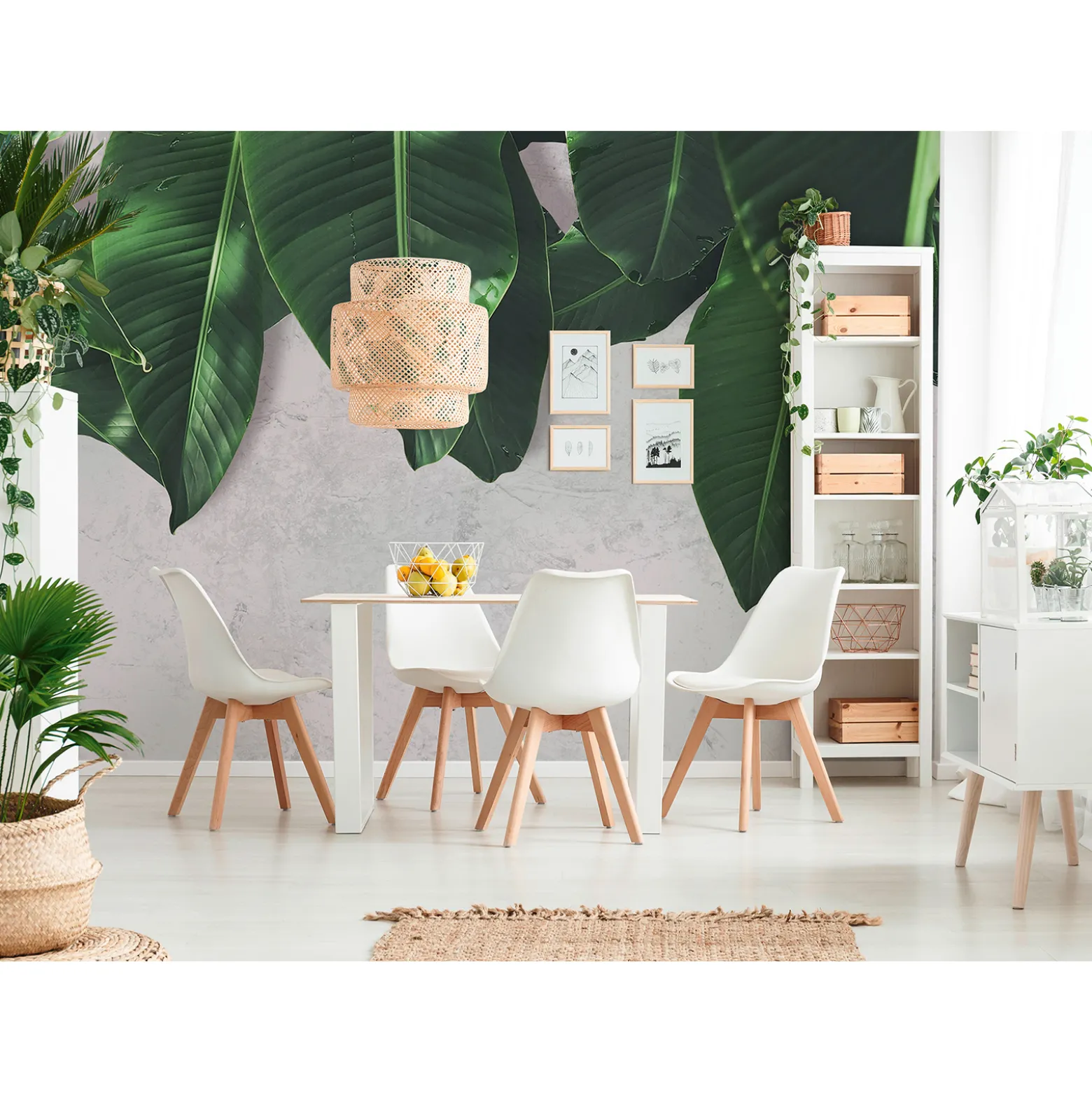 Fototapete Vlies Blätter Putz rosa grau Designwalls