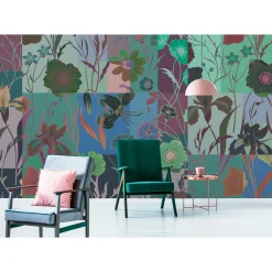 Fototapete Vlies Blumen blau grün violett Premium