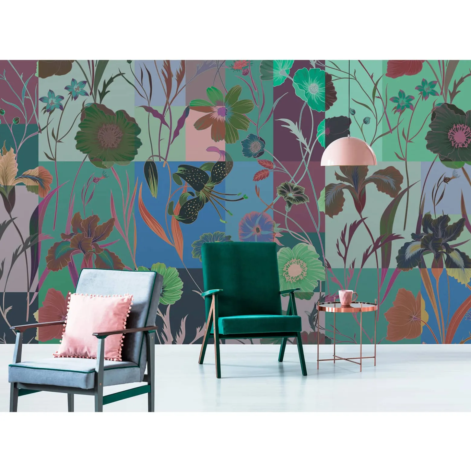 Fototapete Vlies Blumen blau grün violett Premium
