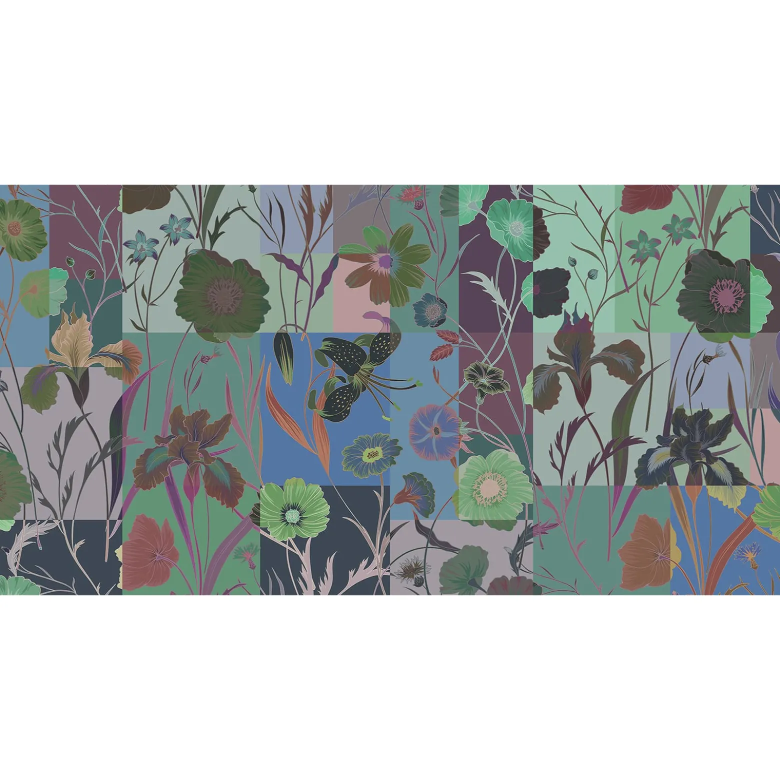 Fototapete Vlies Blumen blau grün violett Premium