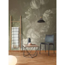 Fototapete Vlies Blumen Floral Kariert taupe Premium